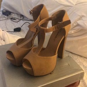Tan high platform heels